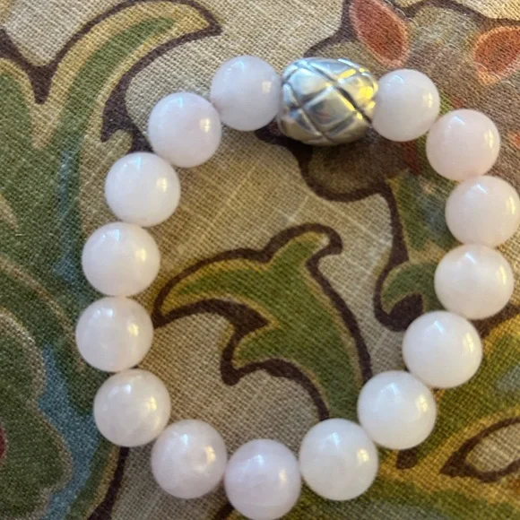 Gorgeous Simon Sebbag Sterling Rose Quartz Beads Stretch Bracelet - Picture 2 of 2